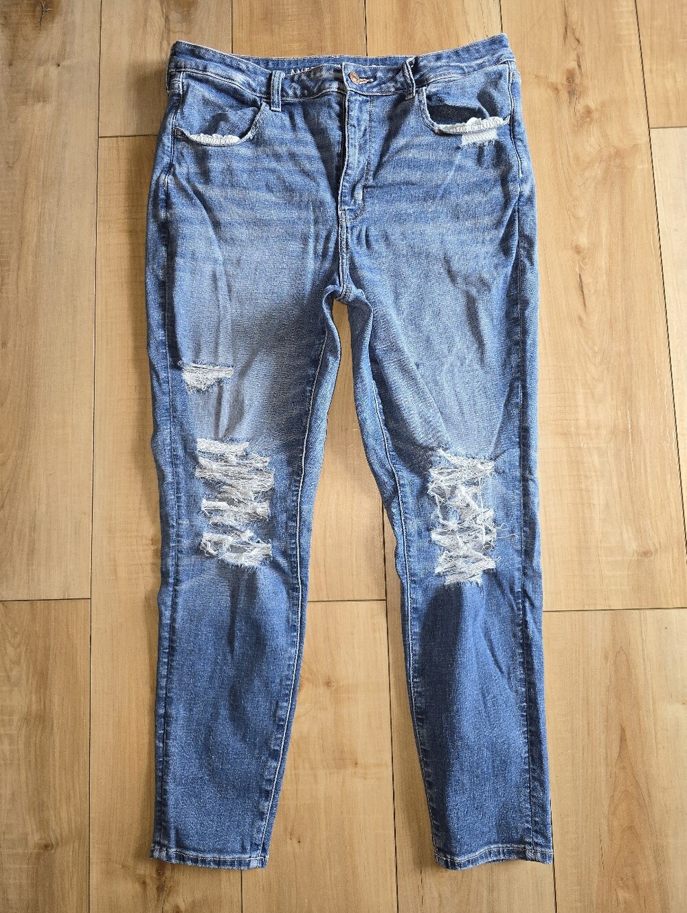American Eagle Womens Plus Sz 18 Blue Jeans Super High Rise Jegging Stretch